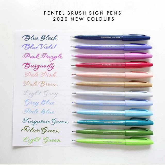 New Pastel Color Japan Pentel Brush Sign Pens Fude Touch Pen